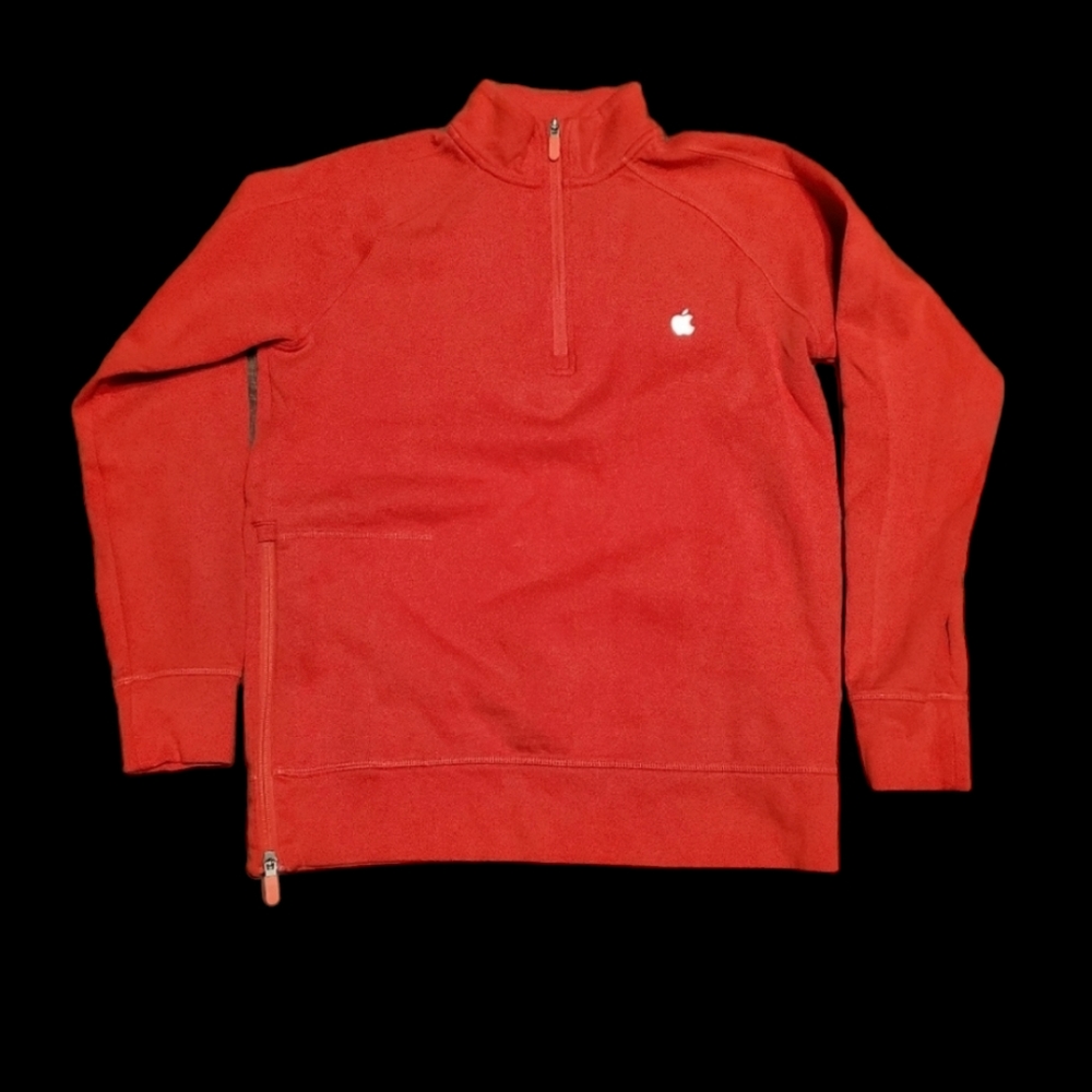 APPLE Logo Red Zip Pullover Sweater